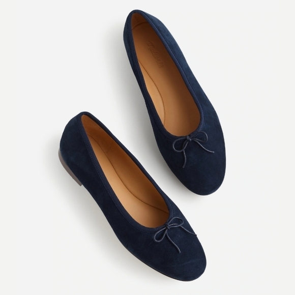 New! Madewell The April Ballet Flat in Deep Indigo Leather Suede 10 - Picture 1 of 16